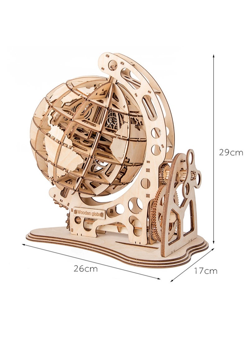 Wooden Simulation Ornaments 3D Assembled Globe Creative DIY Three-dimensional Assembly Crafts Mechanical Transmission Model Children's Toys Gifts - Image 2